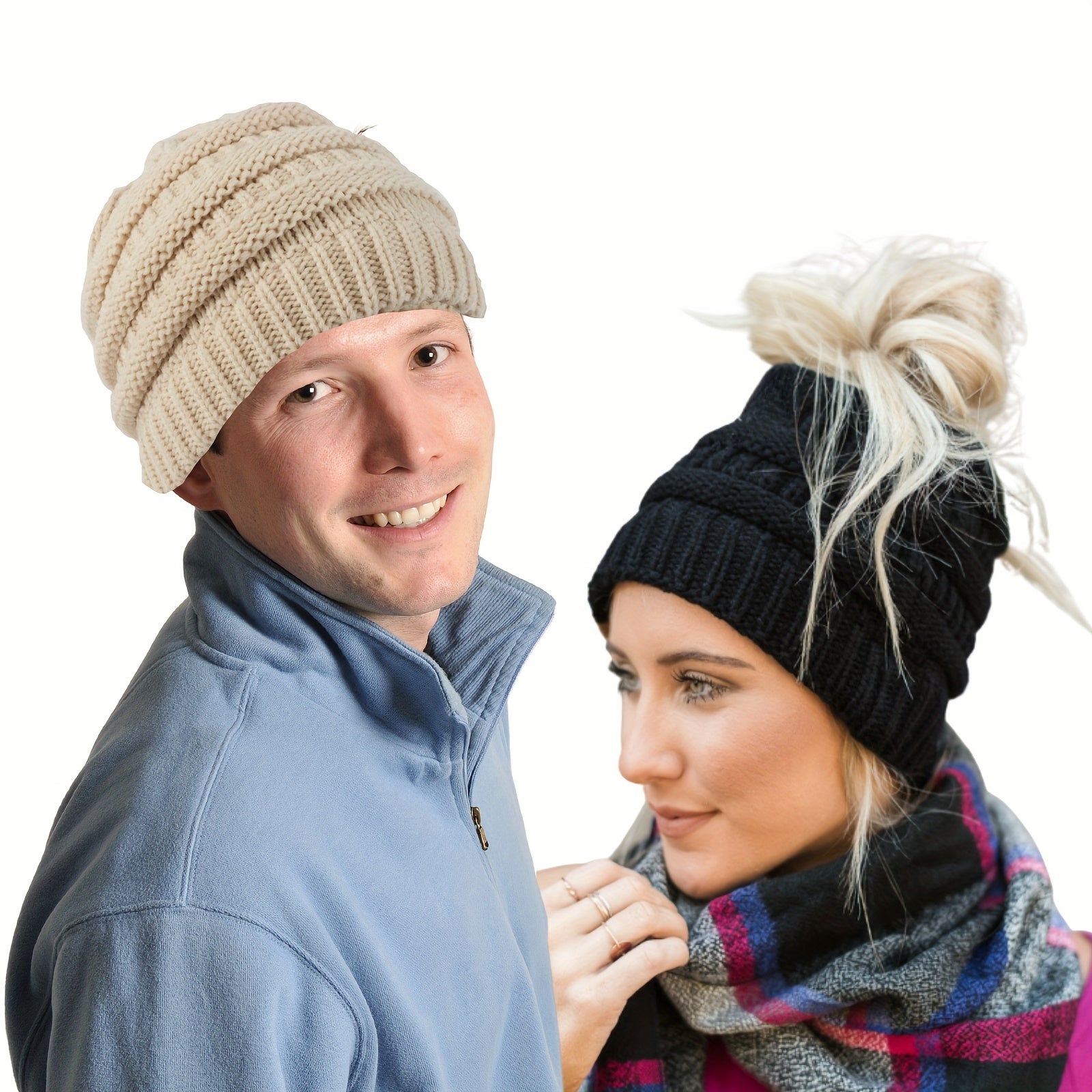 Warm Ponytail Knitted Hat for Winter