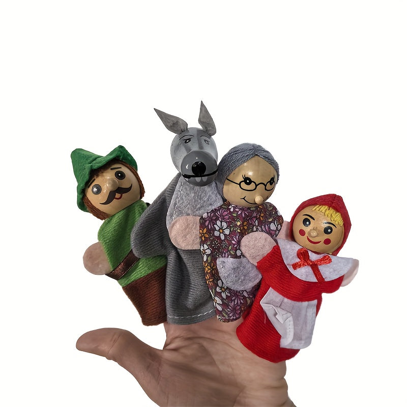 3 Little Pigs & Big Bad Wolf Finger Puppets Set Storytelling Toys