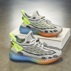 Boys Breathable Woven Sneakers Lightweight Non Slip Lace Up Shoes