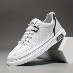 Men's Lace up Sneakers Casual Walking Shoes with PU Leather Upper