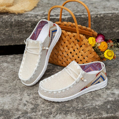 Women's Geometric Flat Loafers Round Toe Walking Shoes
