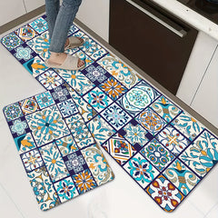 Floral Print Kitchen Mat Anti Fatigue Absorbent Washable Durable Runner