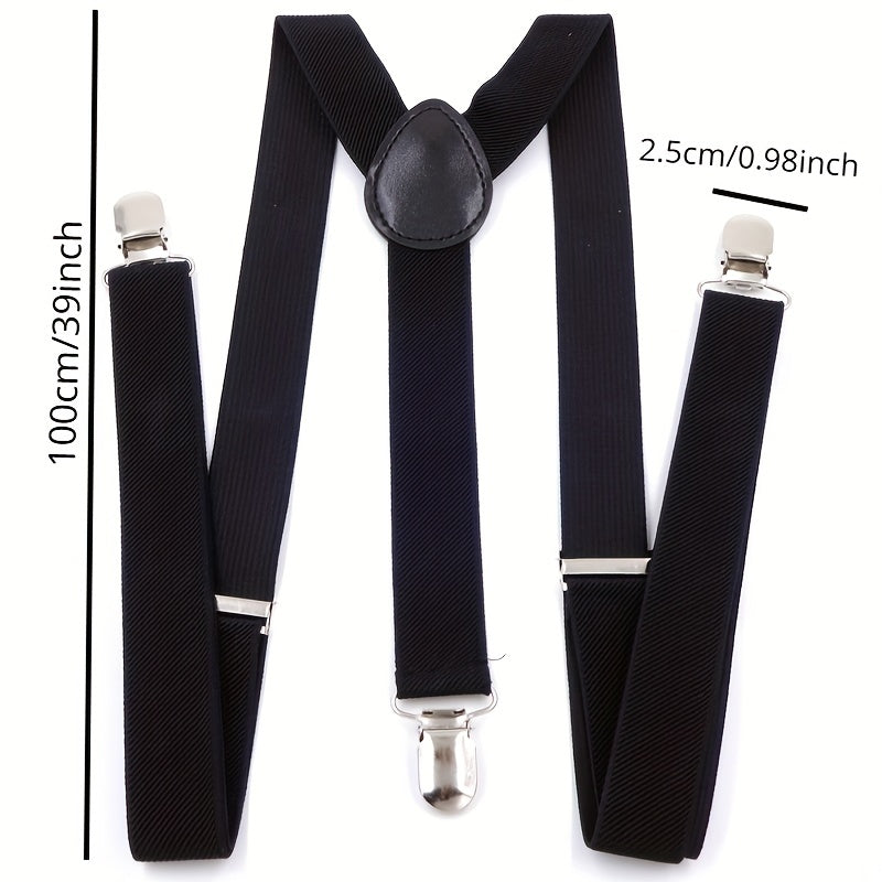 Y Back Suspenders Elastic Adjustable Pant Clips