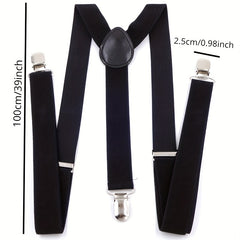 Y Back Suspenders Elastic Adjustable Pant Clips