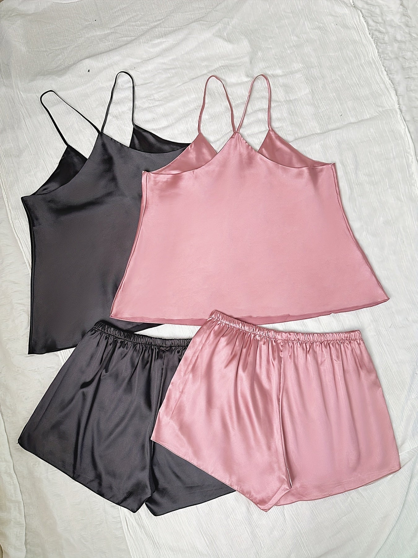 Women's Plus Satin V Neck Pajama Set