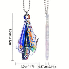 3 Colors Fish Hook Fish Keychain Bag Pendant Car Rearview Mirror Pendant