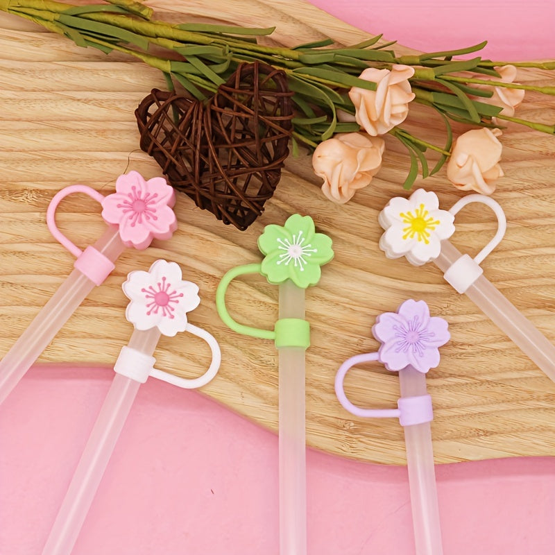 Silicone Straw Tip Covers 5pcs - Reusable Leakproof Straw Plugs