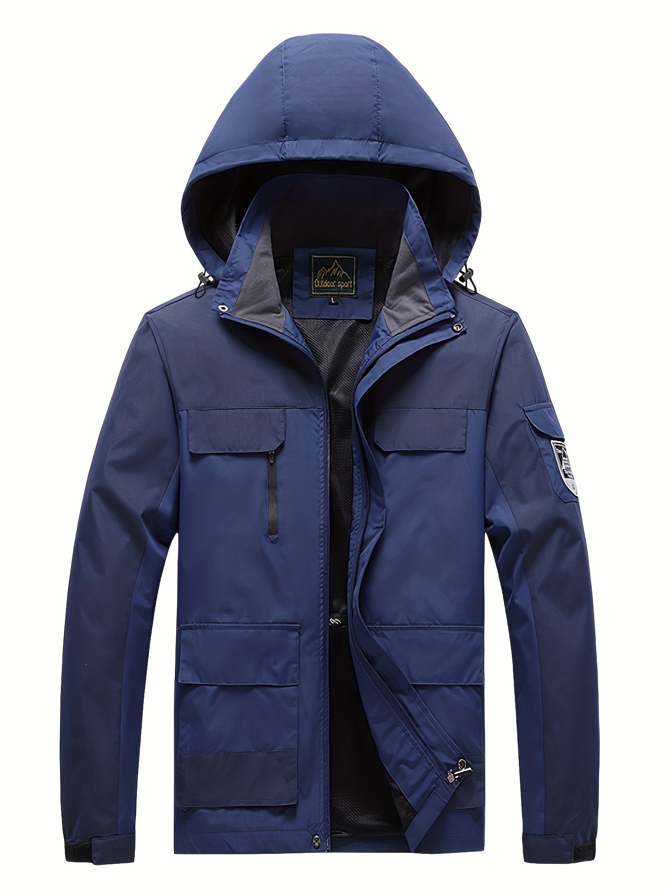 Men's Casual Waterproof Windbreaker Jacket Hooded Coat for Outdoors