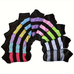10 Pairs Striped Short Socks Low Cut Ankle Socks Women's Stockings
