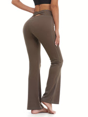 Women's Soft Bootcut Pants Tummy Control High Waist Flare Pants