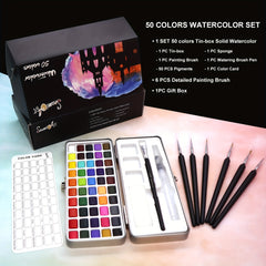 Seamiart 100 Colors Solid Watercolor Pigment Set Portable Writing Painting