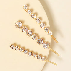 Crystal Bridal Bobby Pins Silvery Wedding Hair Pins 3pcs