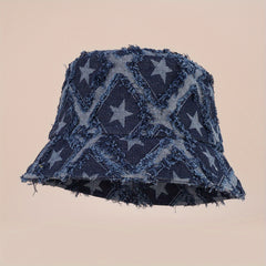 Plaid Bucket Hat Pentagram Face Cover Sun Hat