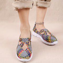 Women's Colorful Braided Slip On Sneakers Low Cozy Shoes