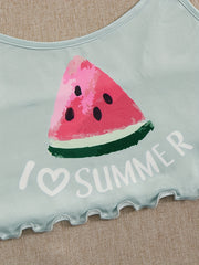 Watermelon Print Pajama Set Cami Top & Shorts Women's Sleepwear