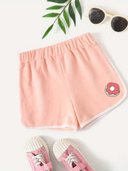 Girls ''Eggs'' Graphic Active Running Short Summer Athletic Shorts Kids Pleated