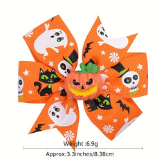 Halloween Bat Hair Clip Resin Bow Ghost Headwear Decoration Pumpkin Accessory