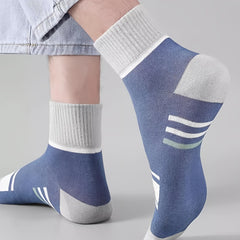 Men's Block Crew Socks Breathable Comfy Casual Unisex Socks Outdoor All Seasons