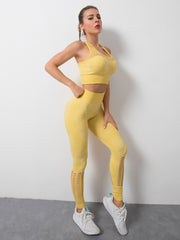 Women's Seamless Tank Top & High Waist Trousers Tracksuit Sports Fitness Set