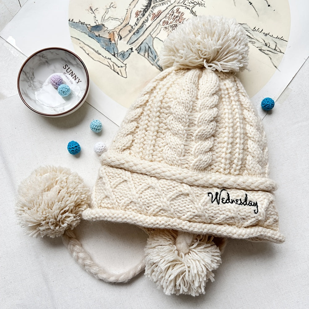 Winter Beanie Pom Pom Hat Stretch Knit Outdoor Sports Ski