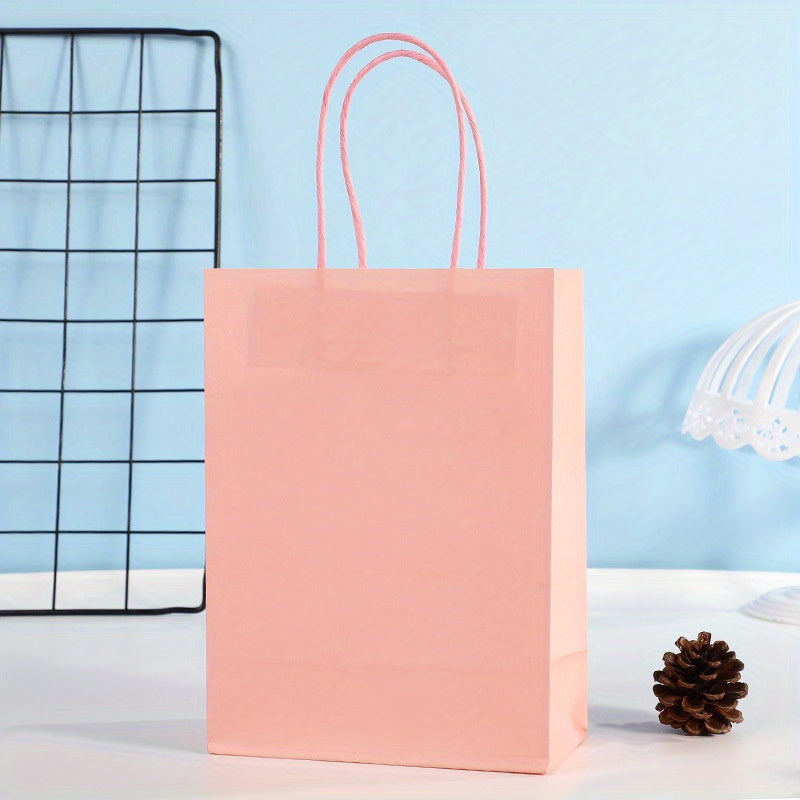 2x Solid Cowhide Candy Color Shopping Paper Bag