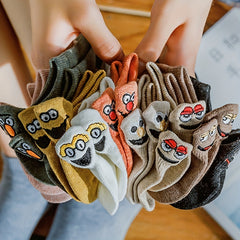 10 Pairs Kids Cotton Anime Smile Face Embroidered Ankle Socks