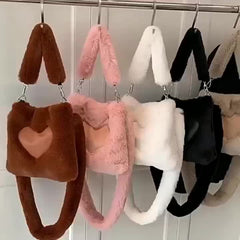 Heart Plush Crossbody Bag Fuzzy Handbag
