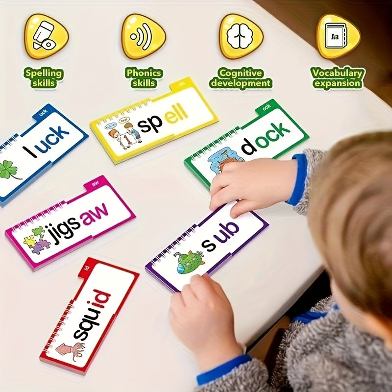 Alphabet Family Letter Sound Flashcards Phonics Learning Cards Rhyming Flip Book
