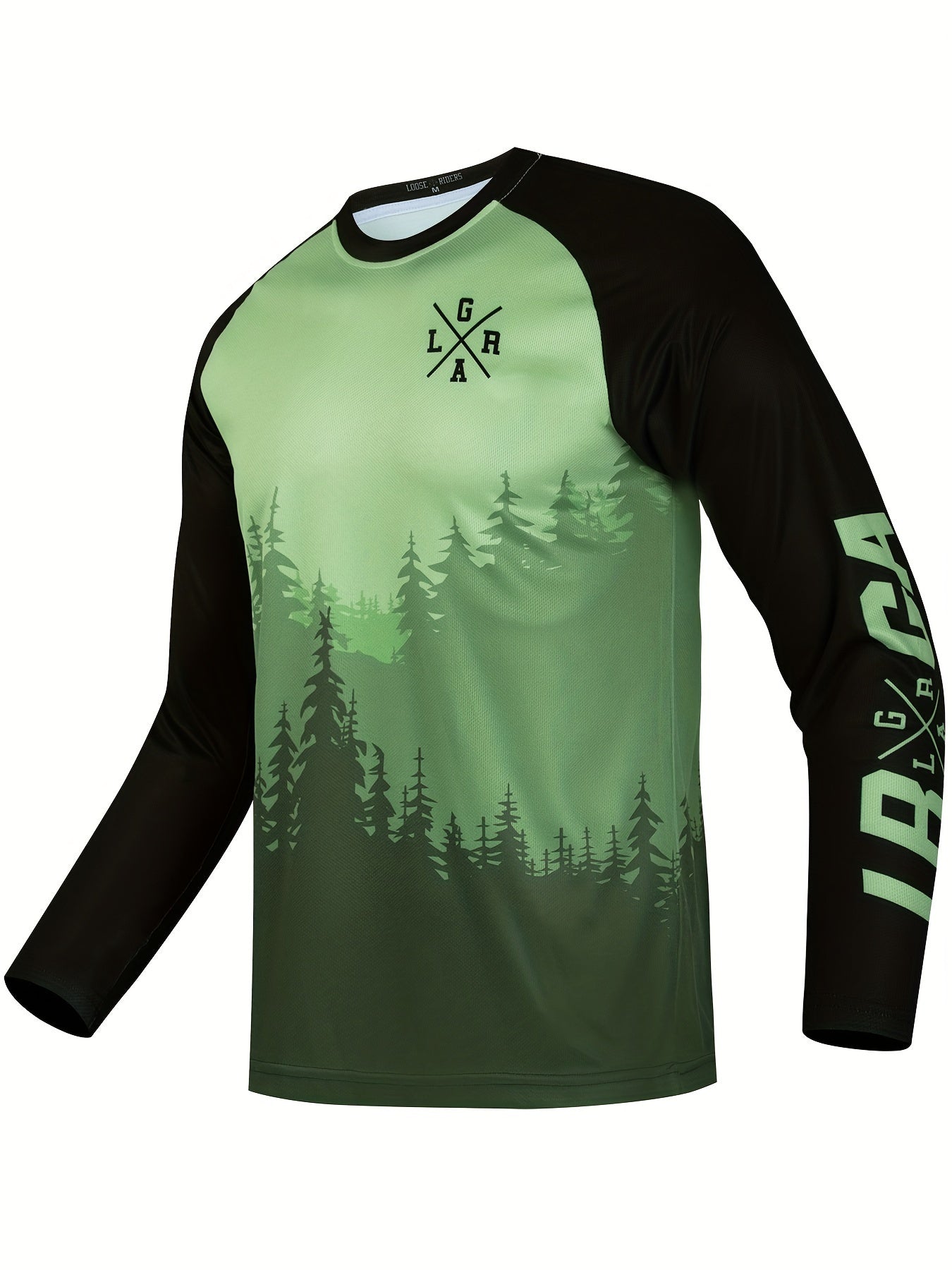 Men's Tree Gradient Pattern Cycling Jersey Long Sleeve