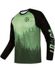 Men's Tree Gradient Pattern Cycling Jersey Long Sleeve