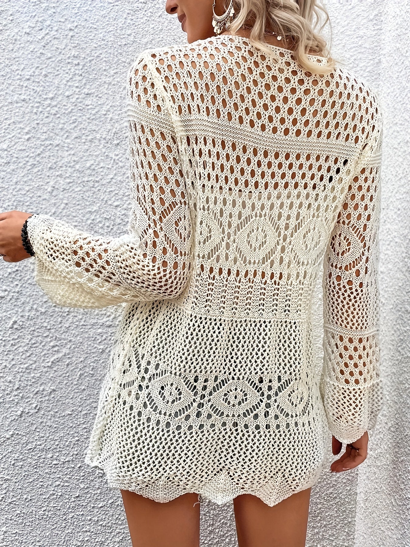 Embroidered Cardigan Beach Wear Crochet Cardigan Women's Clothing