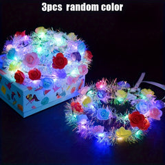 LED Flower Crown Headdress Wreath Headband for Women