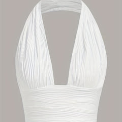 Y2K Ruched Halter Neck Top Sexy Backless Summer Women's Clothing