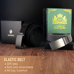 Men's Business Nylon Belt w/ Rectangle Buckle - Gift for Him