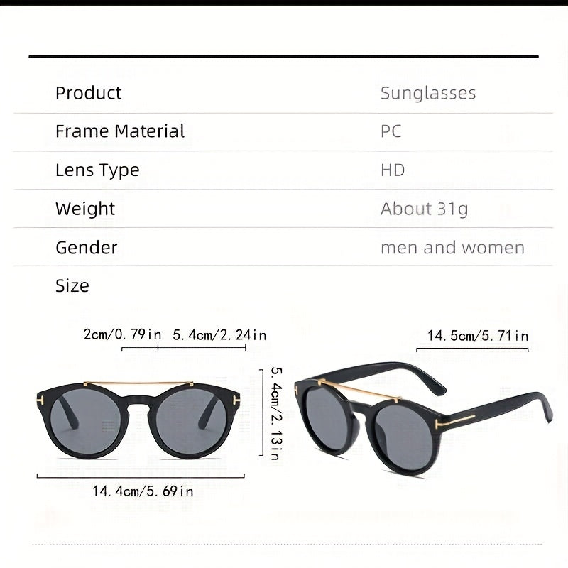 Men's T-shaped Double Beam Metal Sunglasses