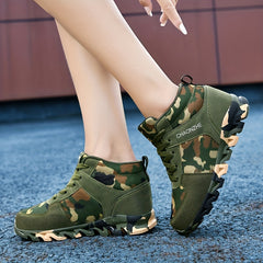 Women's Camo Print High Top Running Shoes Lace Up Sneakers