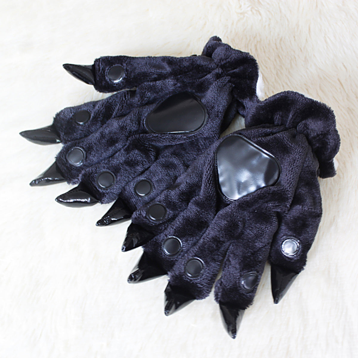 Thick Plush Animal Paw Gloves Winter Warmth Dinosaur & Cat Paw Soft Fleece Lined