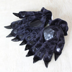 Thick Plush Animal Paw Gloves Winter Warmth Dinosaur & Cat Paw Soft Fleece Lined
