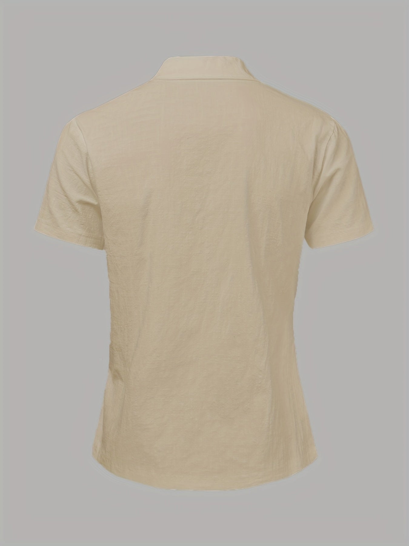 Men's Casual Cotton Shirt Lace Up Lapel Short Sleeve for Summer