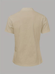 Men's Casual Cotton Shirt Lace Up Lapel Short Sleeve for Summer