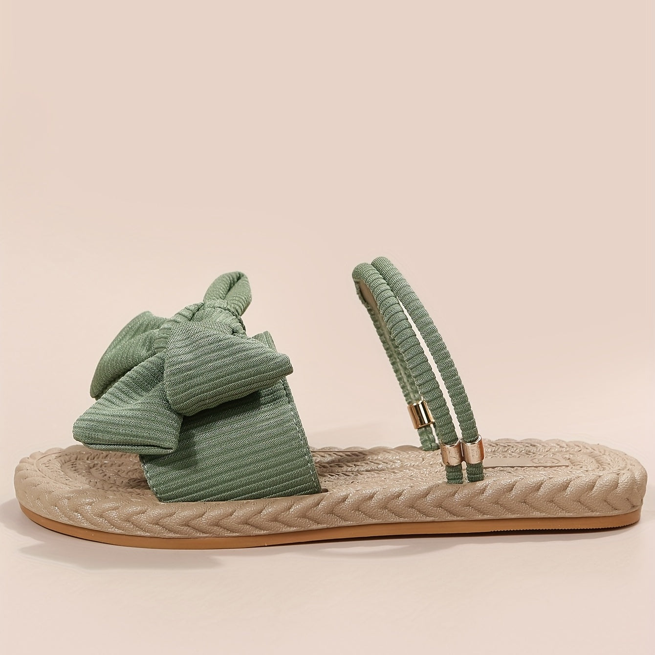 Women's Linen Sandals with Bowknot Detail