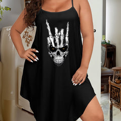 Halloween Skeleton Print Stretch Cami Nightdress