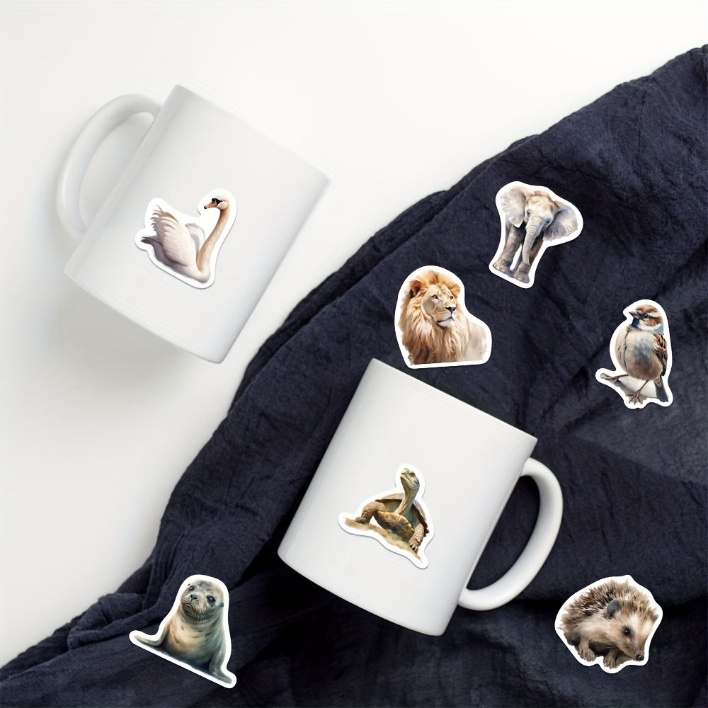 50pcs Realistic Animal Stickers Waterproof PVC Collection