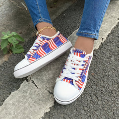 Women's Flag Canvas Shoes Low Top Sneakers for 4th of July