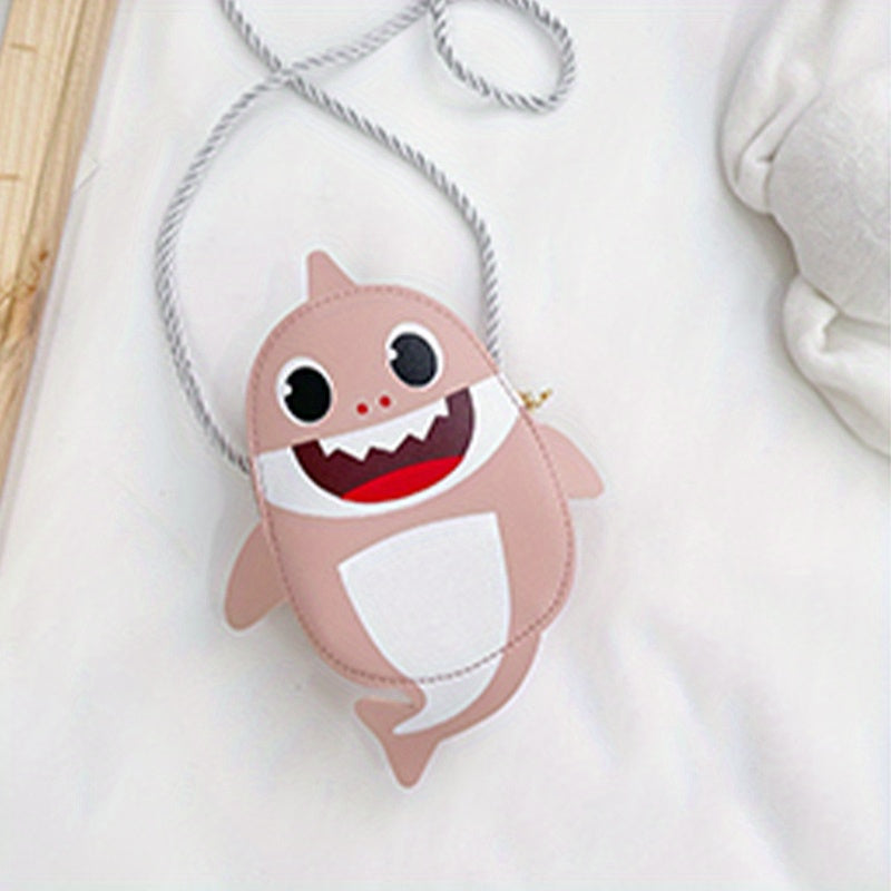 Kids Cartoon Shark Crossbody Bag PU Leather Coin Purse for Girls