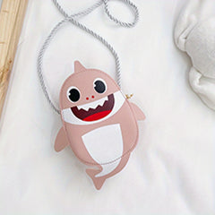 Kids Cartoon Shark Crossbody Bag PU Leather Coin Purse for Girls