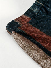 Brush Print Elastic High Rise Slim Fit Trousers
