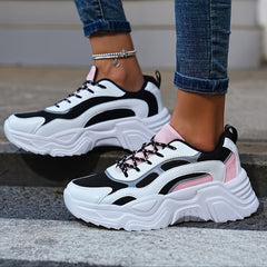 Women's Platform Chunky Sneakers Lace Up Running Shoes
