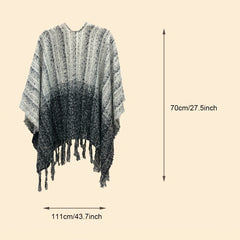 Gradient Shawl Wrap Tassel Poncho Cape Cardigan Sweater