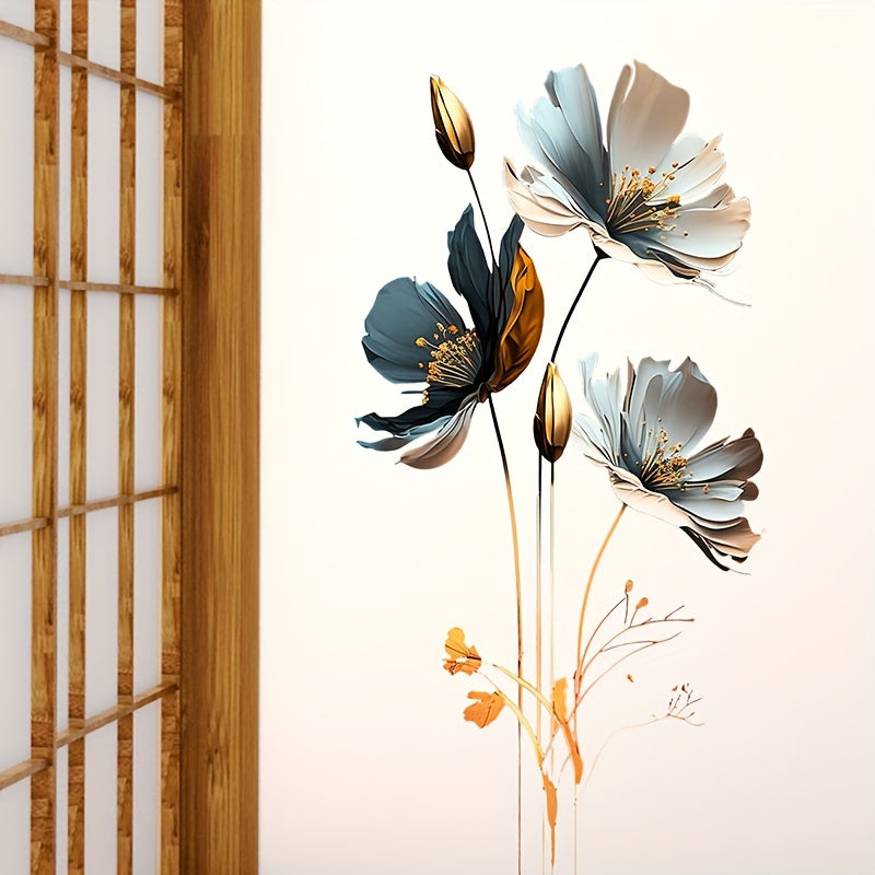 2pcs 3D Flower Wall Stickers Living Room Pvc Self-adhesive 23.6 x 11.8 inch